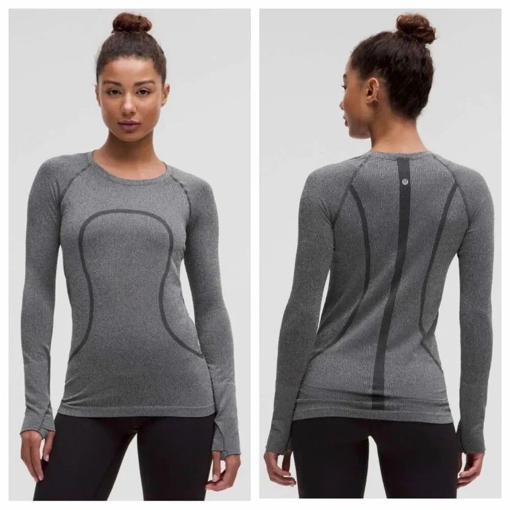 Lululemon Swiftly Tech Long Sleeve Shirt 2.0 Parallel Texture Black / White Size